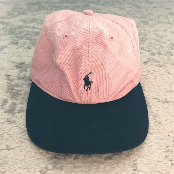 navy blue and red polo hat